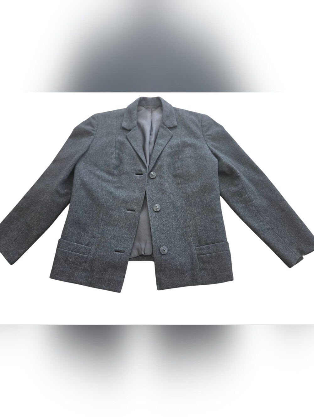 Helmet Lindenstraub Hamburg Women's Wool Blazer in Dark Heathered Gray sz SMALL